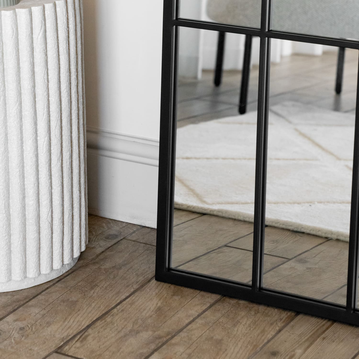Tomi - Full Length Black Metal Arched Lattice Window Mirror - 180cm x 90cm - White Bear Furnishings