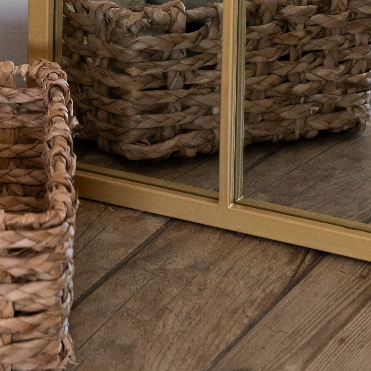 Tomi - Full Length Gold Metal Arched Lattice Window Mirror - 180cm x 90cm - White Bear Furnishings