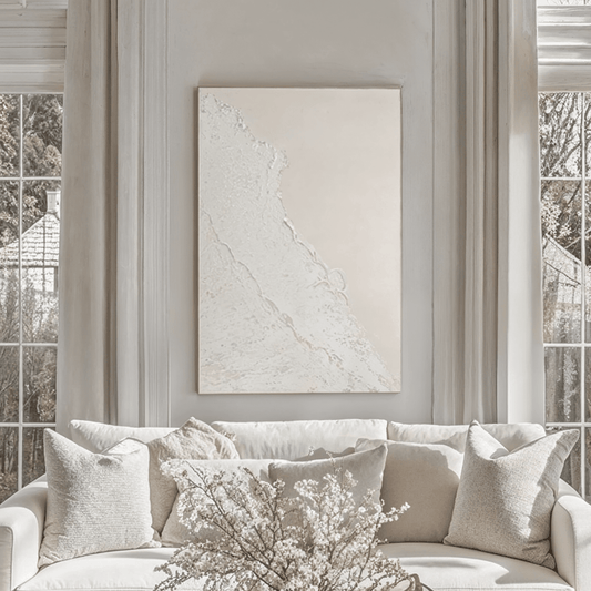 Toulouse Neutral Beach Waves Textured Canvas Wall Art - White Bear Furnishings