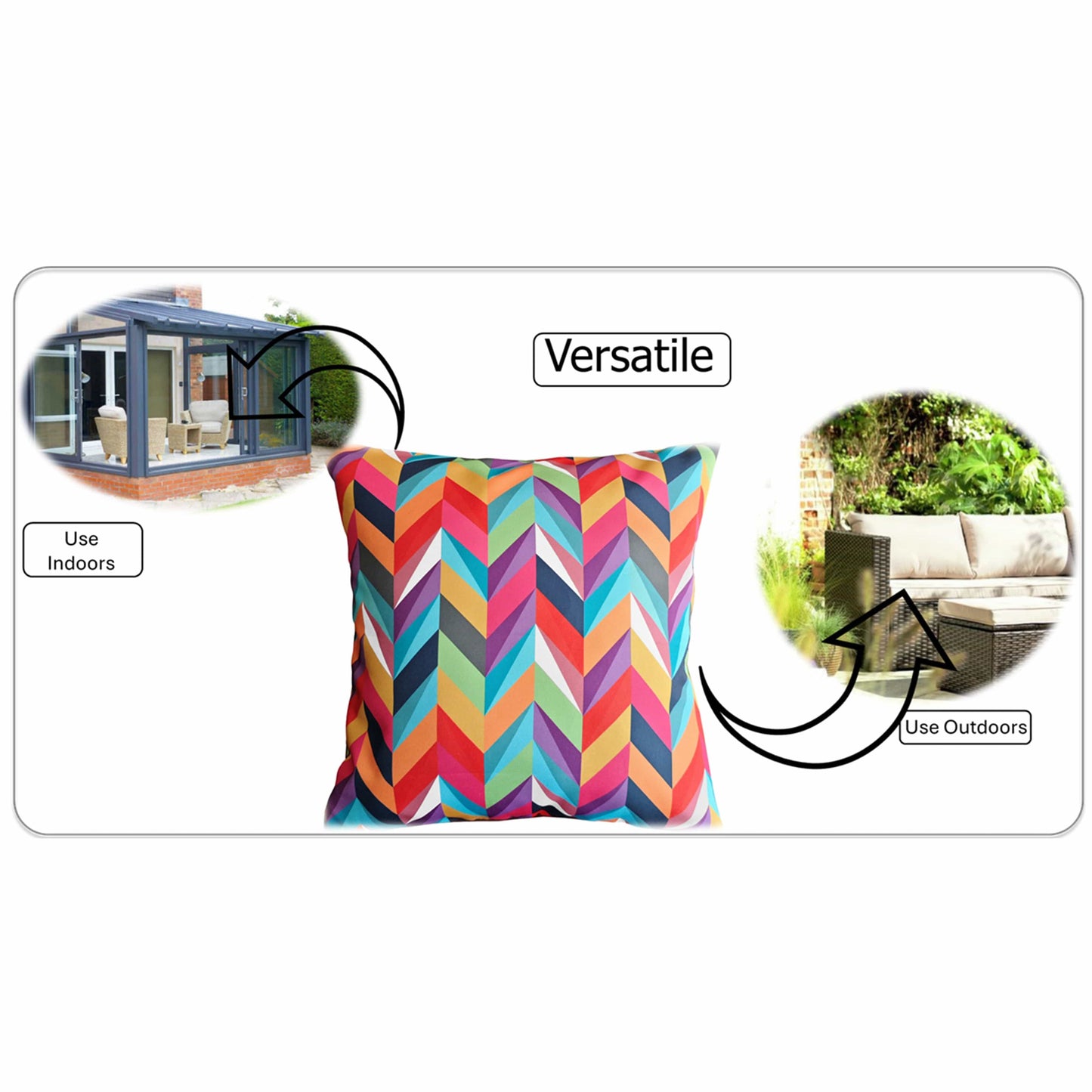 Waterproof Breathable California Multi Hollowfibre Filled Cushions 43x43cm for Outdoor Garden Bench Sofa or Indoor Use by OLIVIA ROCCO - White Bear Furnishings