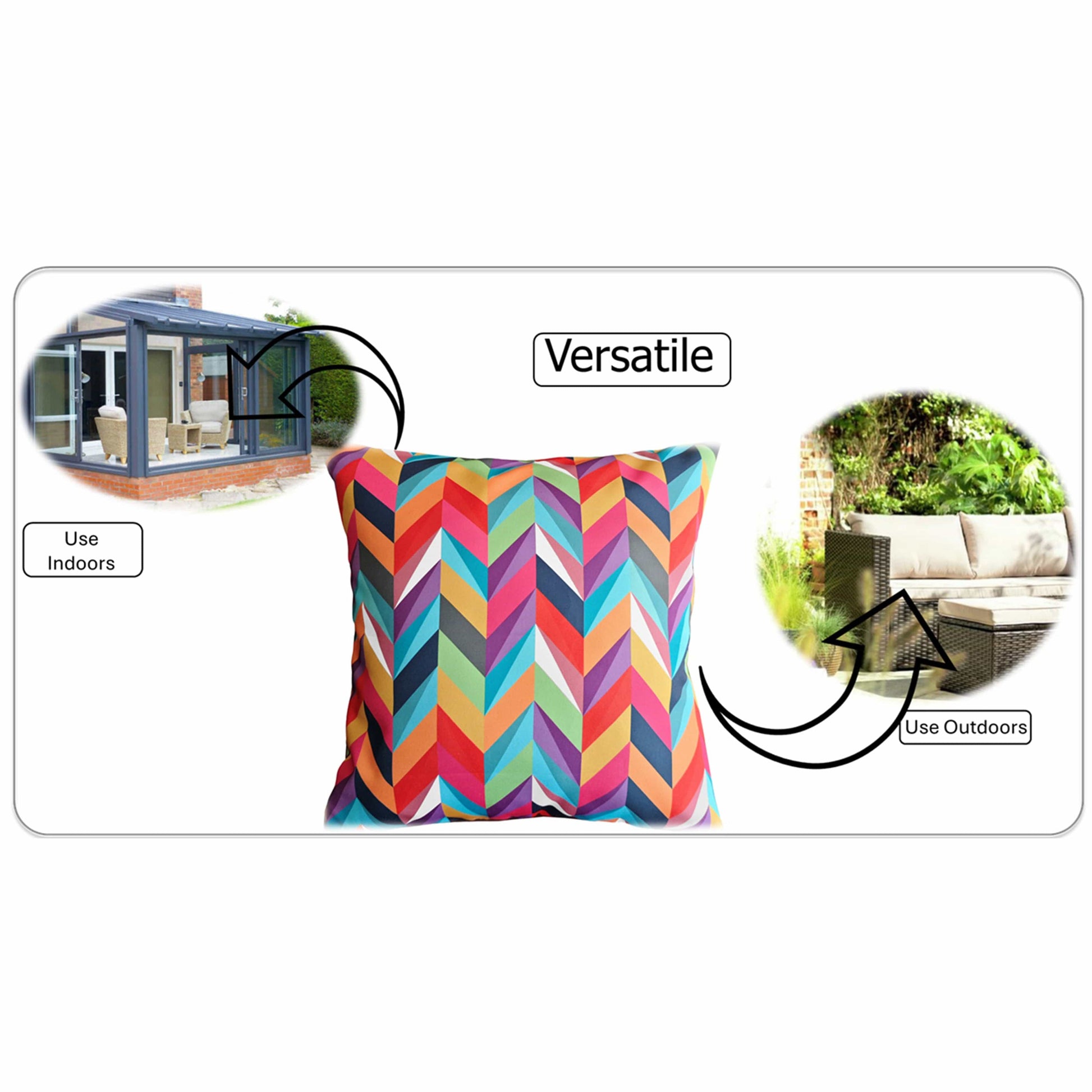 Waterproof Breathable California Multi Hollowfibre Filled Cushions 43x43cm for Outdoor Garden Bench Sofa or Indoor Use by OLIVIA ROCCO - White Bear Furnishings