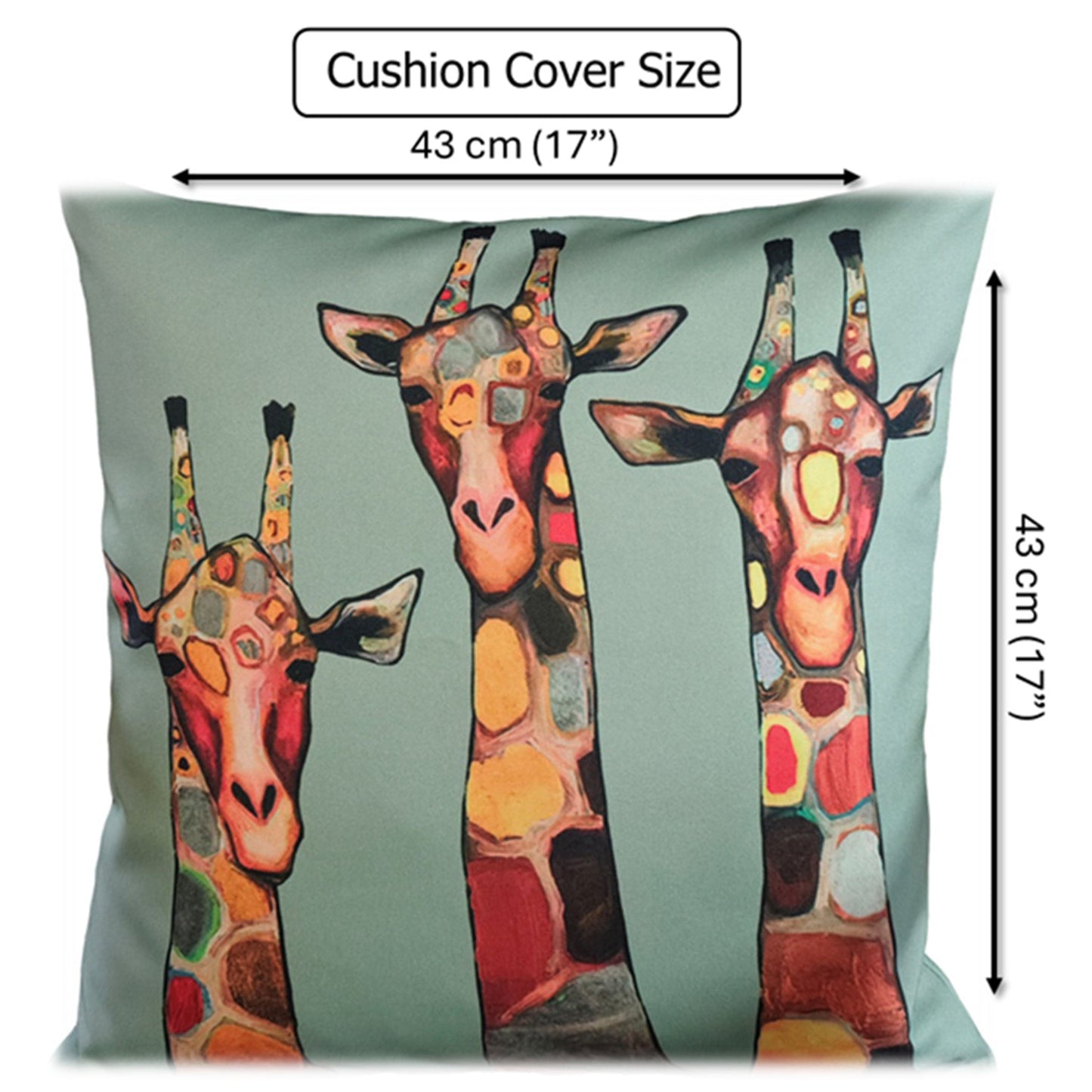 Waterproof Breathable Giraffe Hollowfibre Filled Cushions 43x43cm for Outdoor Garden Bench Sofa or Indoor Use by OLIVIA ROCCO - White Bear Furnishings