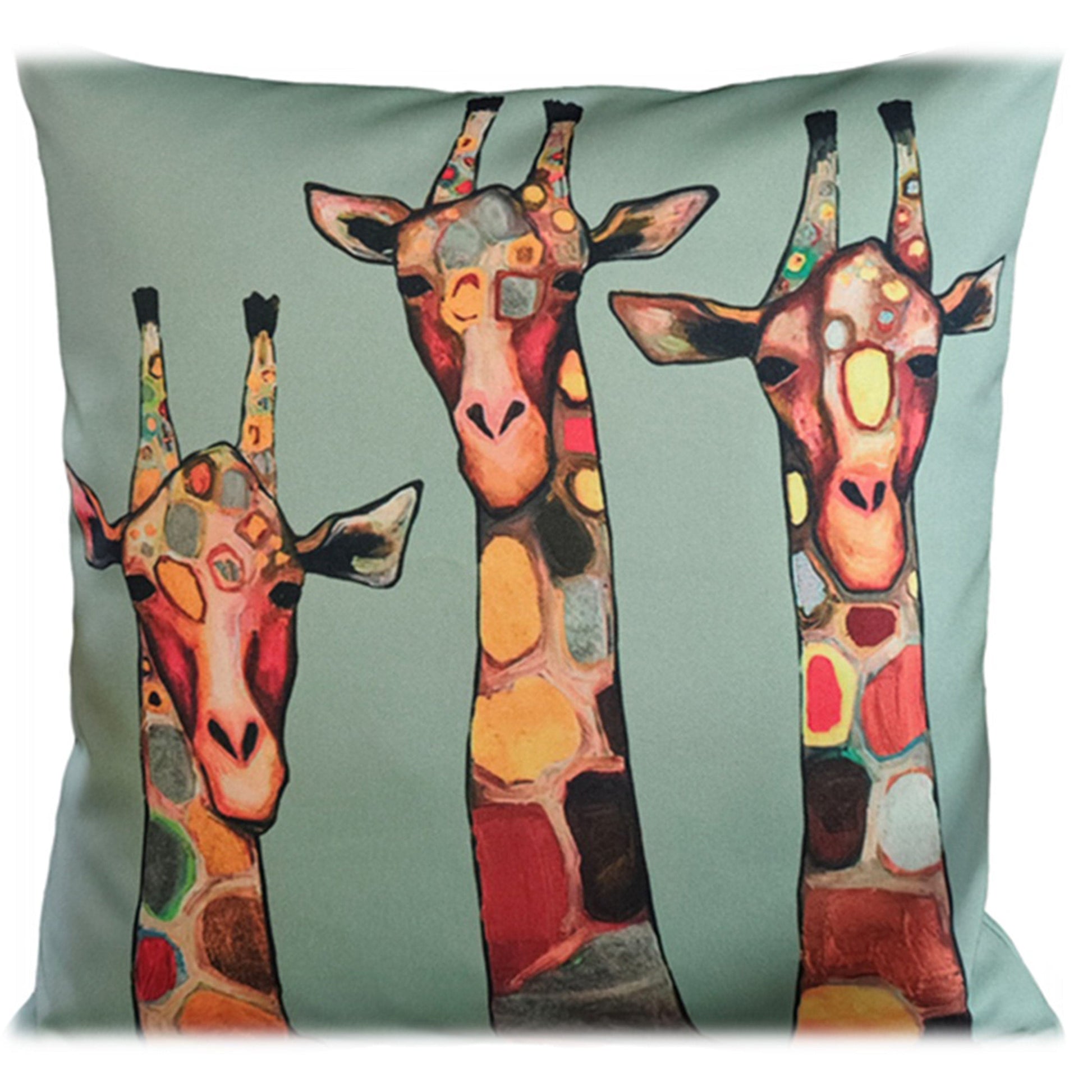 Waterproof Breathable Giraffe Hollowfibre Filled Cushions 43x43cm for Outdoor Garden Bench Sofa or Indoor Use by OLIVIA ROCCO - White Bear Furnishings
