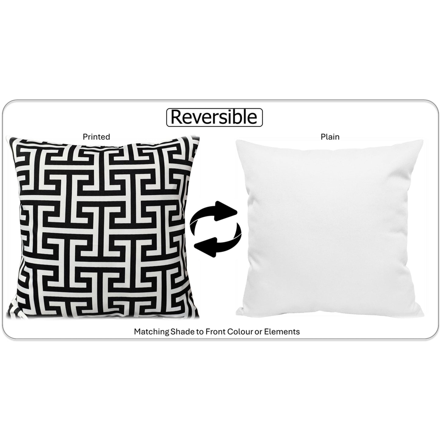 Waterproof Breathable Milano Black Hollowfibre Filled Cushions 43x43cm for Outdoor Garden Bench Sofa or Indoor Use by OLIVIA ROCCO - White Bear Furnishings