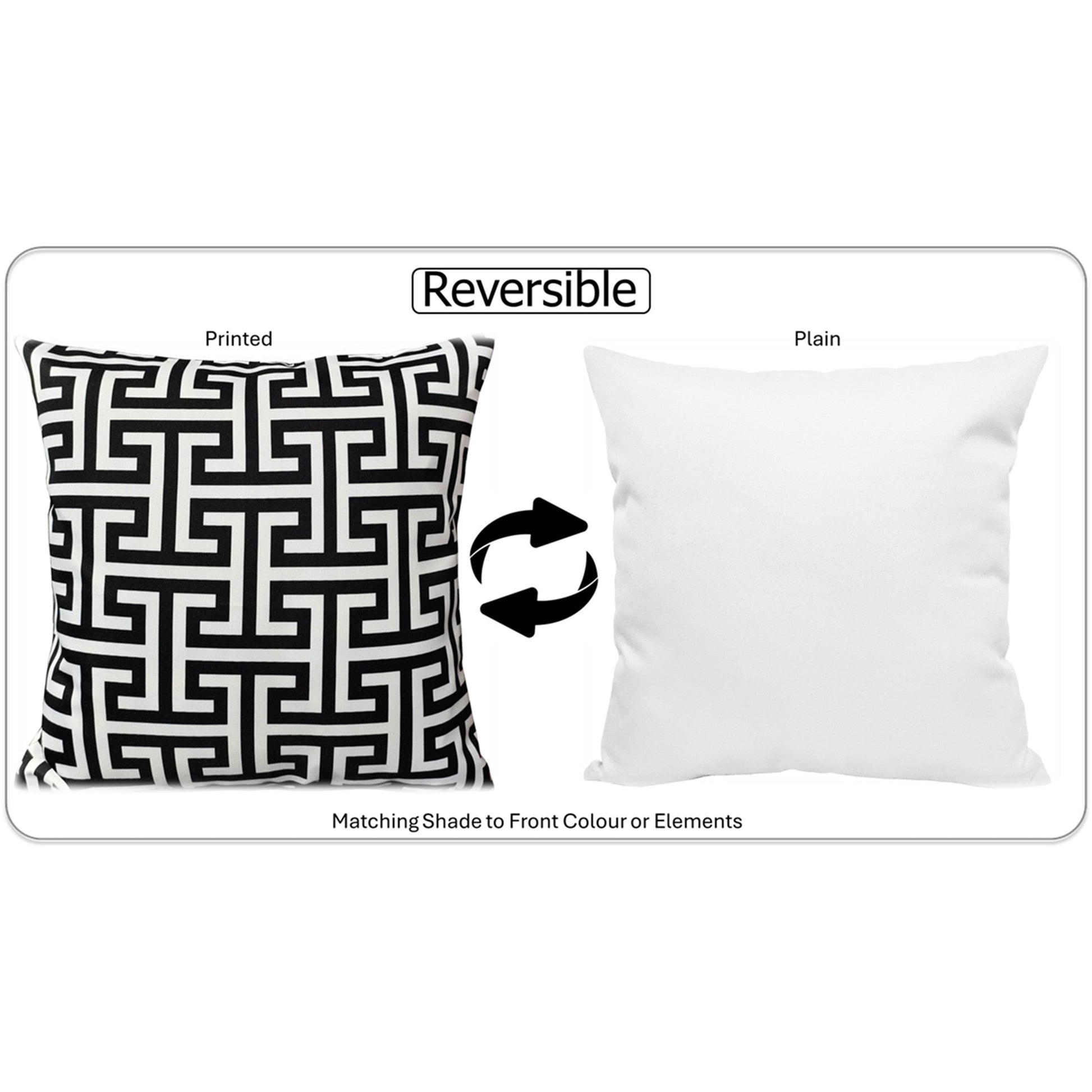 Waterproof Breathable Milano Black Hollowfibre Filled Cushions 43x43cm for Outdoor Garden Bench Sofa or Indoor Use by OLIVIA ROCCO - White Bear Furnishings