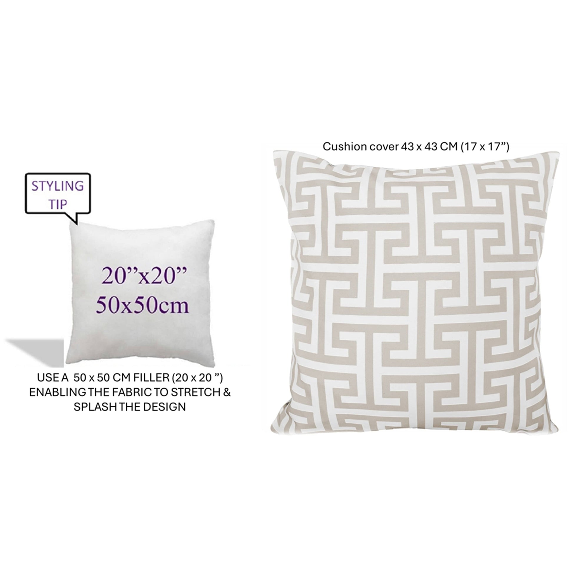 Waterproof Breathable Milano Natural Hollowfibre Filled Cushions 43x43cm for Outdoor Garden Bench Sofa or Indoor Use by OLIVIA ROCCO - White Bear Furnishings