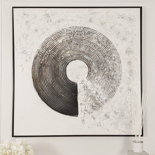 Westborne Monochrome Spiral Textured Canvas Wall Art - White Bear Furnishings