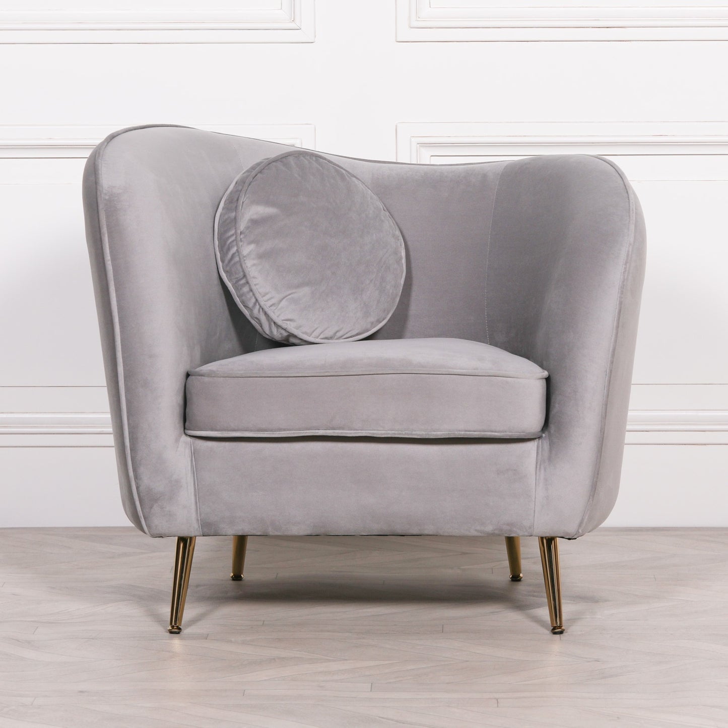 Grey Velvet Armchair Accent Chair with Cushion – AV328 - White Bear Furnishings
