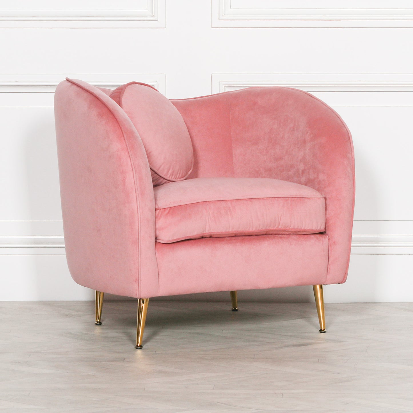 Pink Velvet Armchair Accent Chair with Cushion - AV329