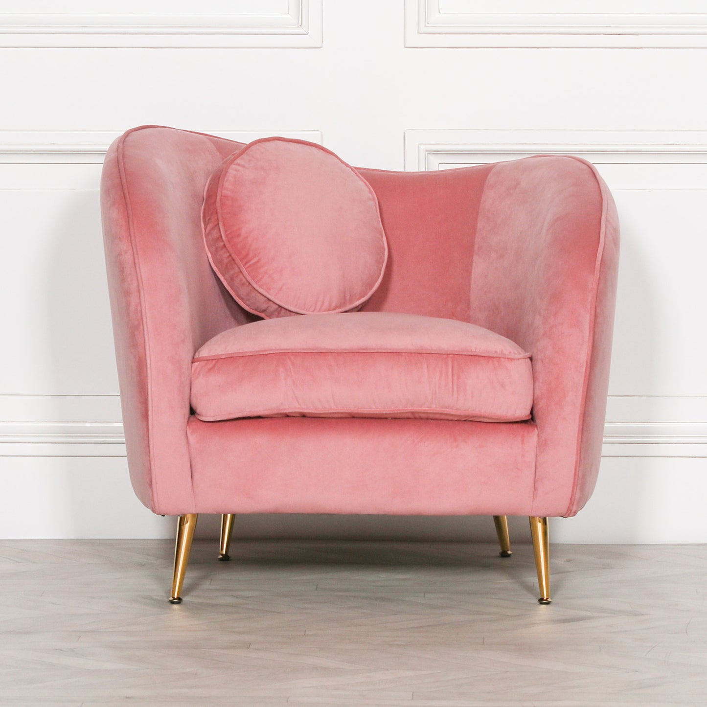 Pink Velvet Armchair Accent Chair with Cushion - AV329