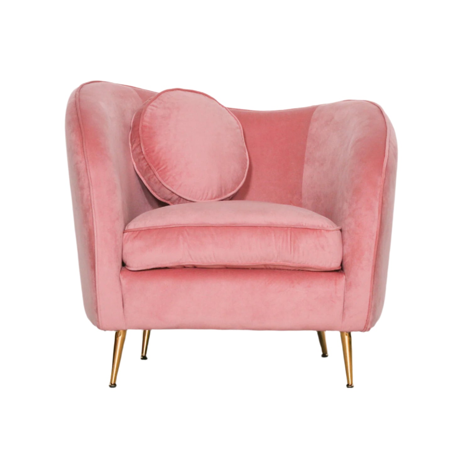 Pink Velvet Armchair Accent Chair with Cushion - AV329