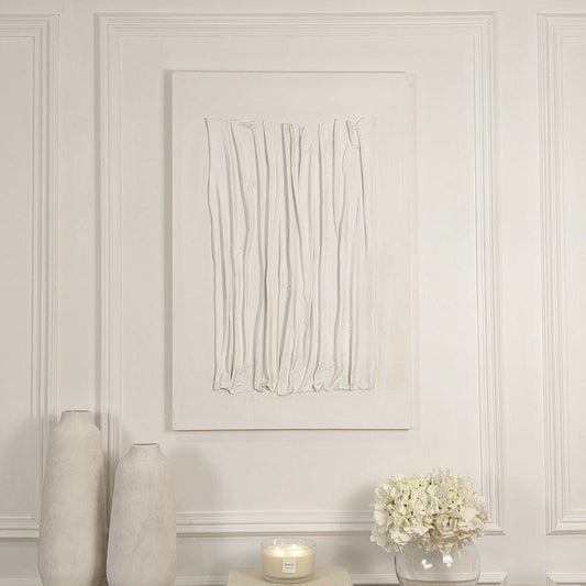 Wren White Textured Abstract Lines Canvas Wall Art - White Bear Furnishings