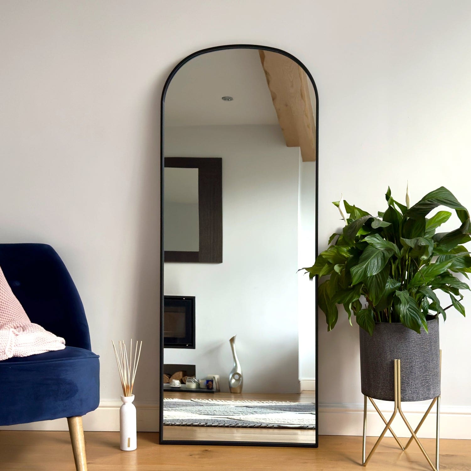 Yoko - Black Metal Gentle Arch Mirror - 150cm x 60cm - White Bear Furnishings