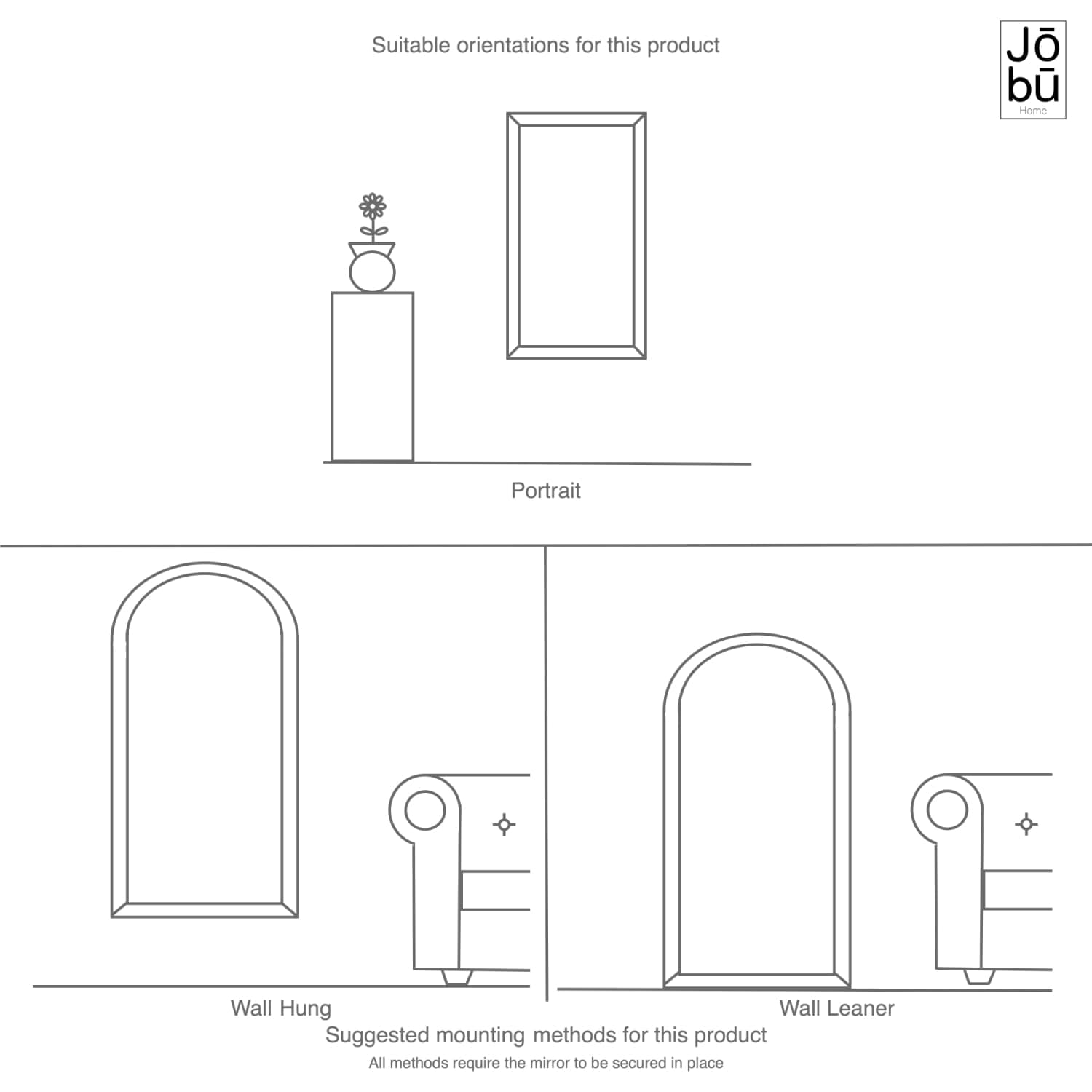 Yoko - Black Metal Gentle Arch Mirror - 180cm x 105cm - White Bear Furnishings