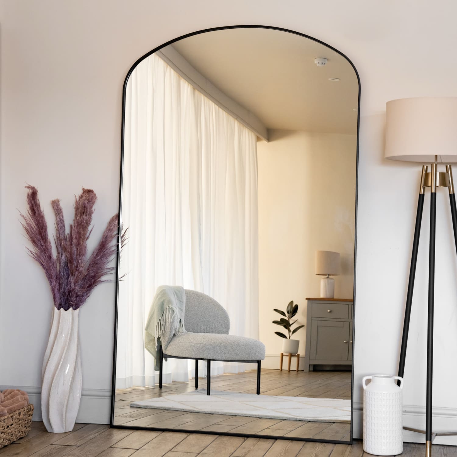 Yoko - Black Metal Gentle Arch Mirror - 200cm x 120cm - White Bear Furnishings