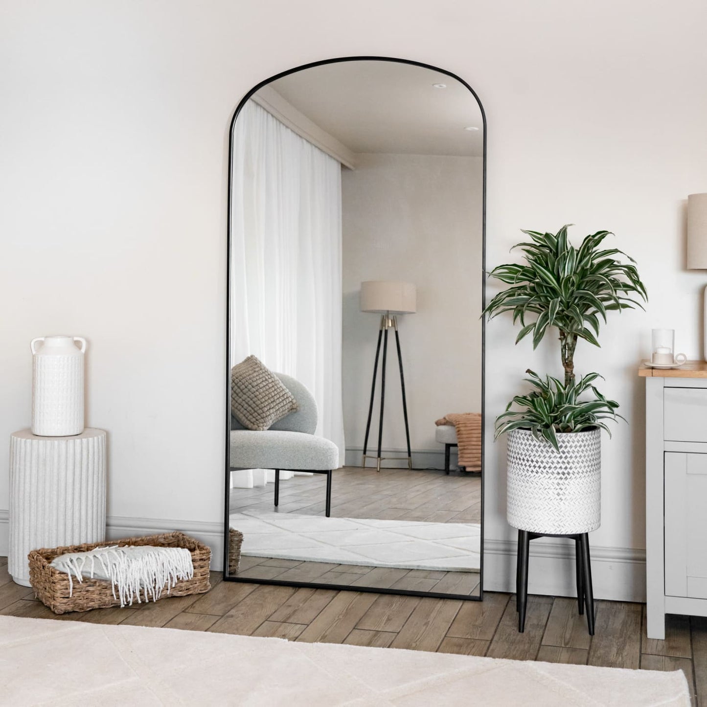 Yoko - Full Length Black Metal Gentle Arch Mirror - 180cm x 90cm