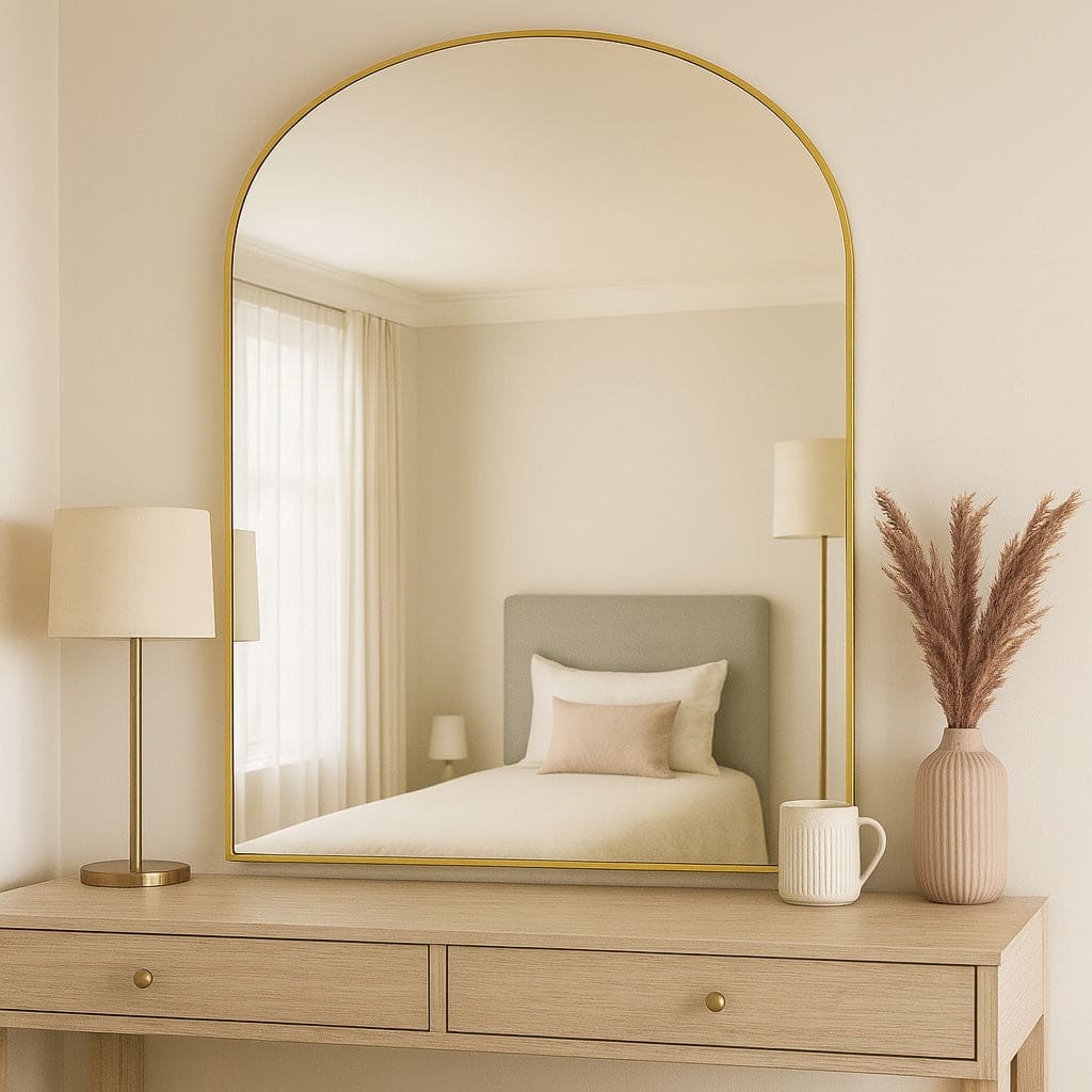 Yoko - Gold Metal Gentle Arch Mirror - 120cm x 95cm - White Bear Furnishings