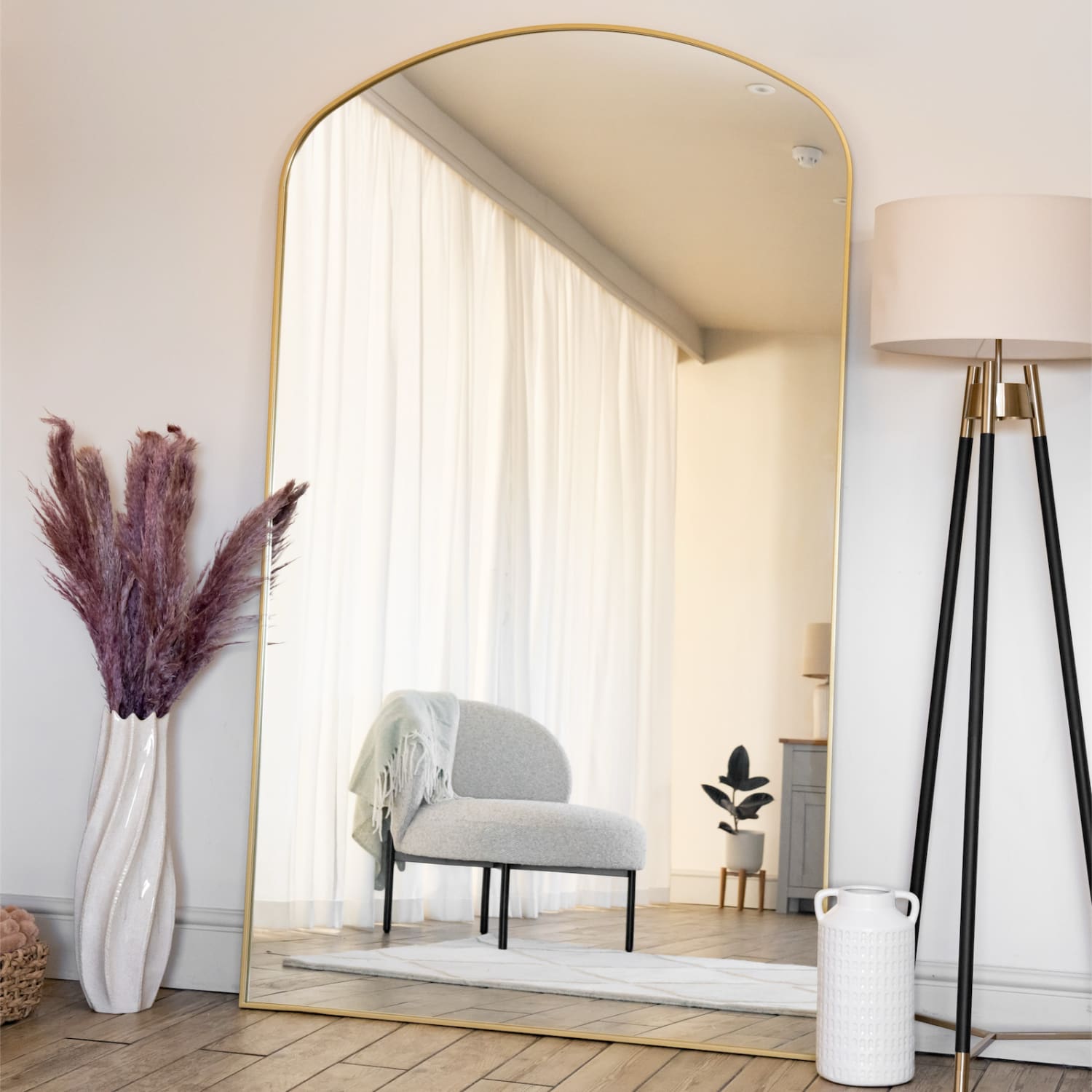 Yoko - Gold Metal Gentle Arch Mirror - 180cm x 105cm. - White Bear Furnishings