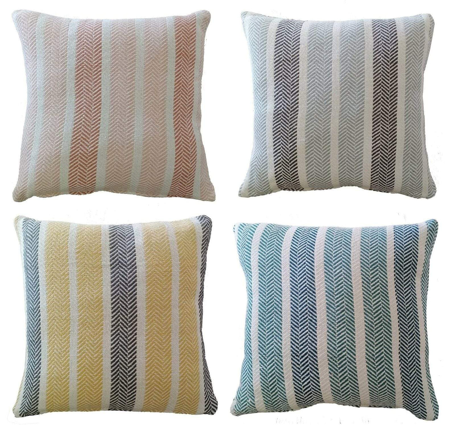 Zara Striped Indian Cotton Cushion Covers for Indoor Outdoor Decor Super Soft with Discreet Zipper in Grey Ochre Teal Blush Pink Various Sizes by OLIVIA ROCCO - White Bear Furnishings