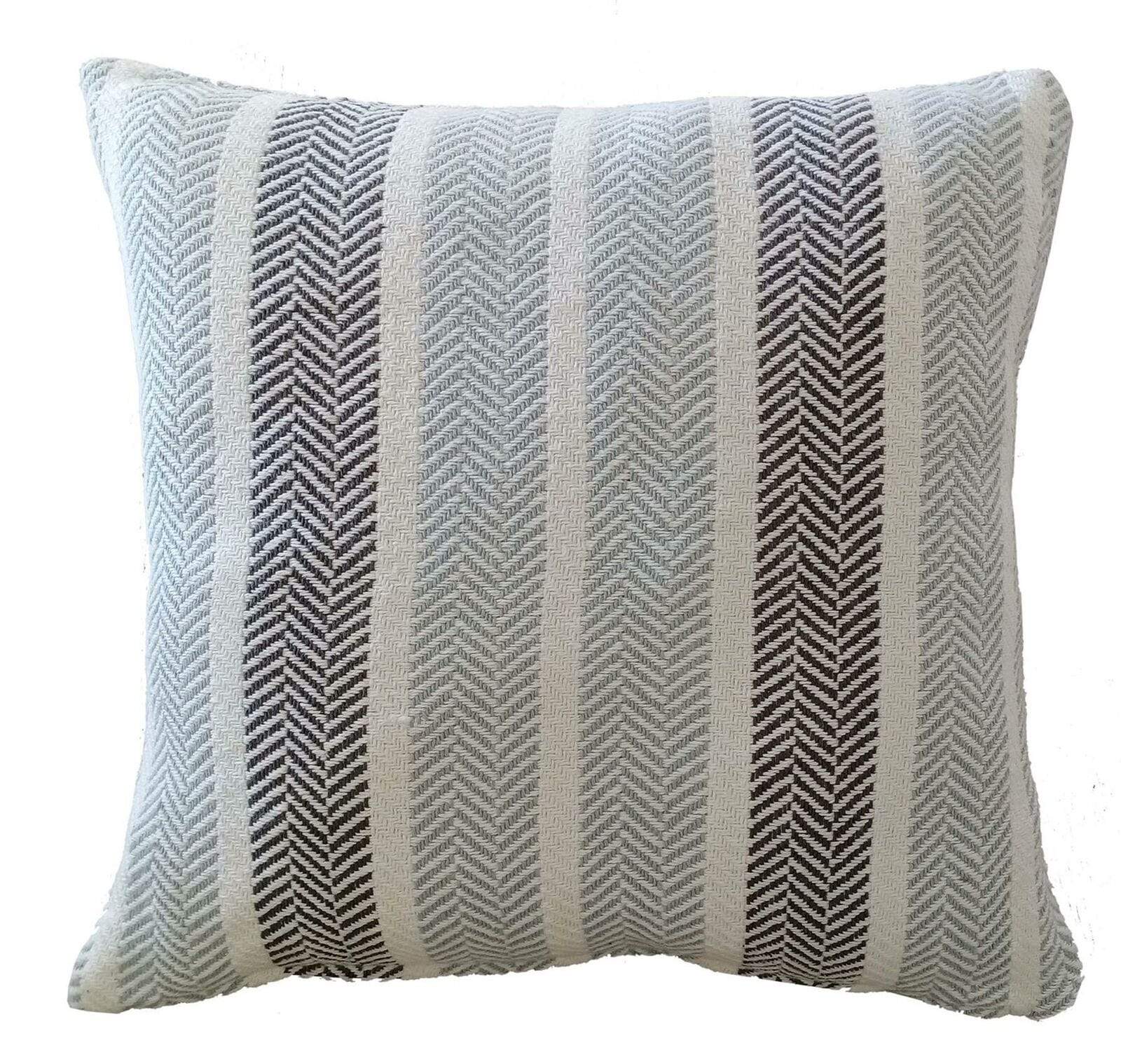 Zara Striped Indian Cotton Cushion Covers for Indoor Outdoor Decor Super Soft with Discreet Zipper in Grey Ochre Teal Blush Pink Various Sizes by OLIVIA ROCCO - White Bear Furnishings