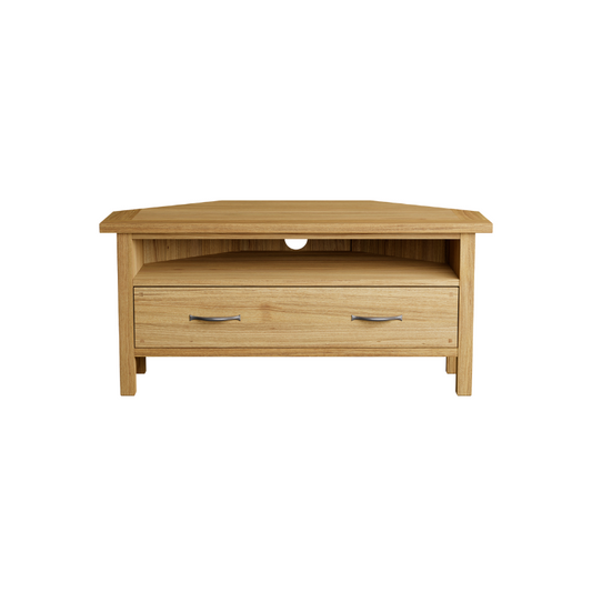 Laura Ashley Miton 1 Drawer Corner TV Unit in Oak Wood - 3345130