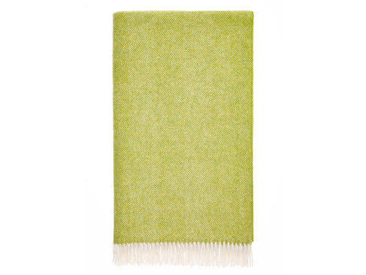 Herringbone Shetland Pure New Wool Throw - Lime
