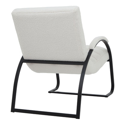 Ergonomic Bouclé Ribbed Ark Armchair - 23084