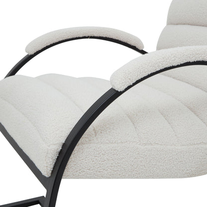 Ergonomic Bouclé Ribbed Ark Armchair - 23084