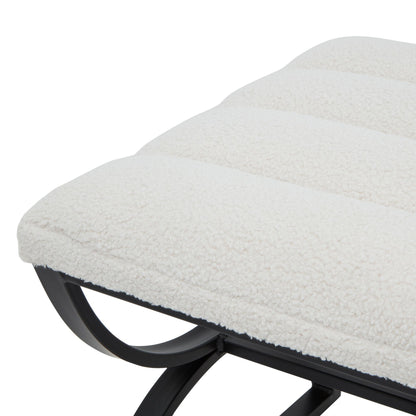 Ark Ribbed Bouclé Footstool Ottoman - 23085