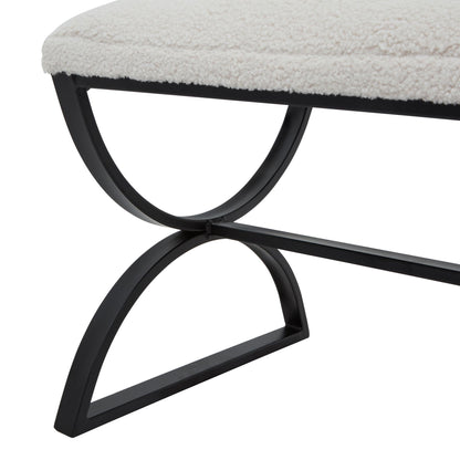 Ark Ribbed Bouclé Footstool Ottoman - 23085