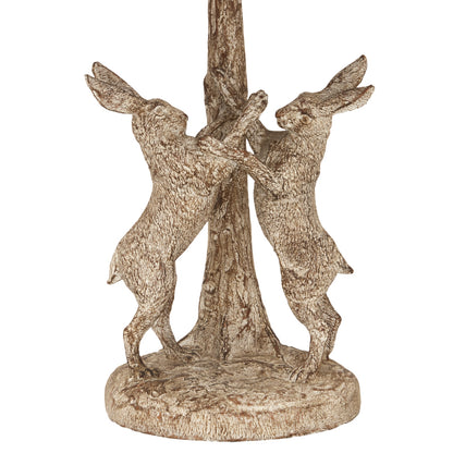 Handcrafted Stonewashed Marching Hares Lamp With Linen Shade - 24005