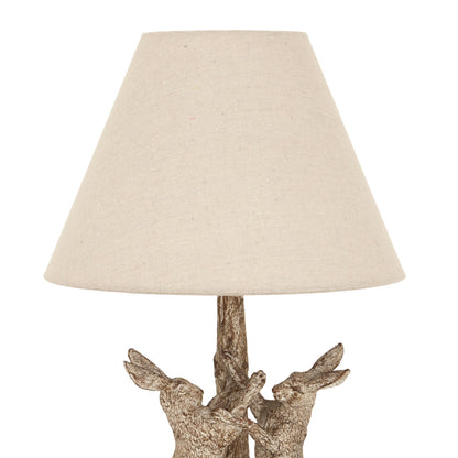 Handcrafted Stonewashed Marching Hares Lamp With Linen Shade - 24005