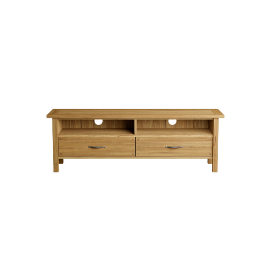 Laura Ashley Milton 2 Drawer Wide TV Unit in Oak - 3593785