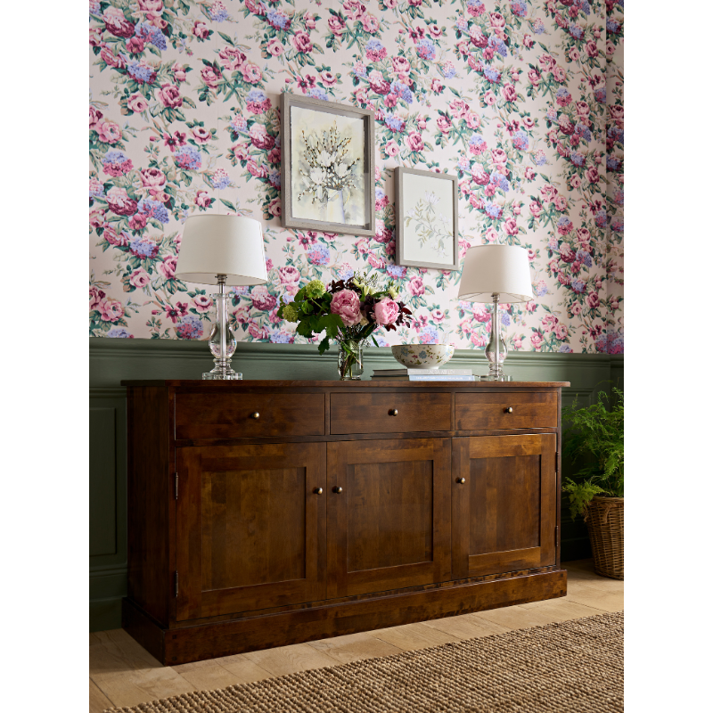 Laura Ashley Garrat 3 Door 3 Drawer Sideboard in Dark Chestnut - 3458572 - White Bear Furnishings