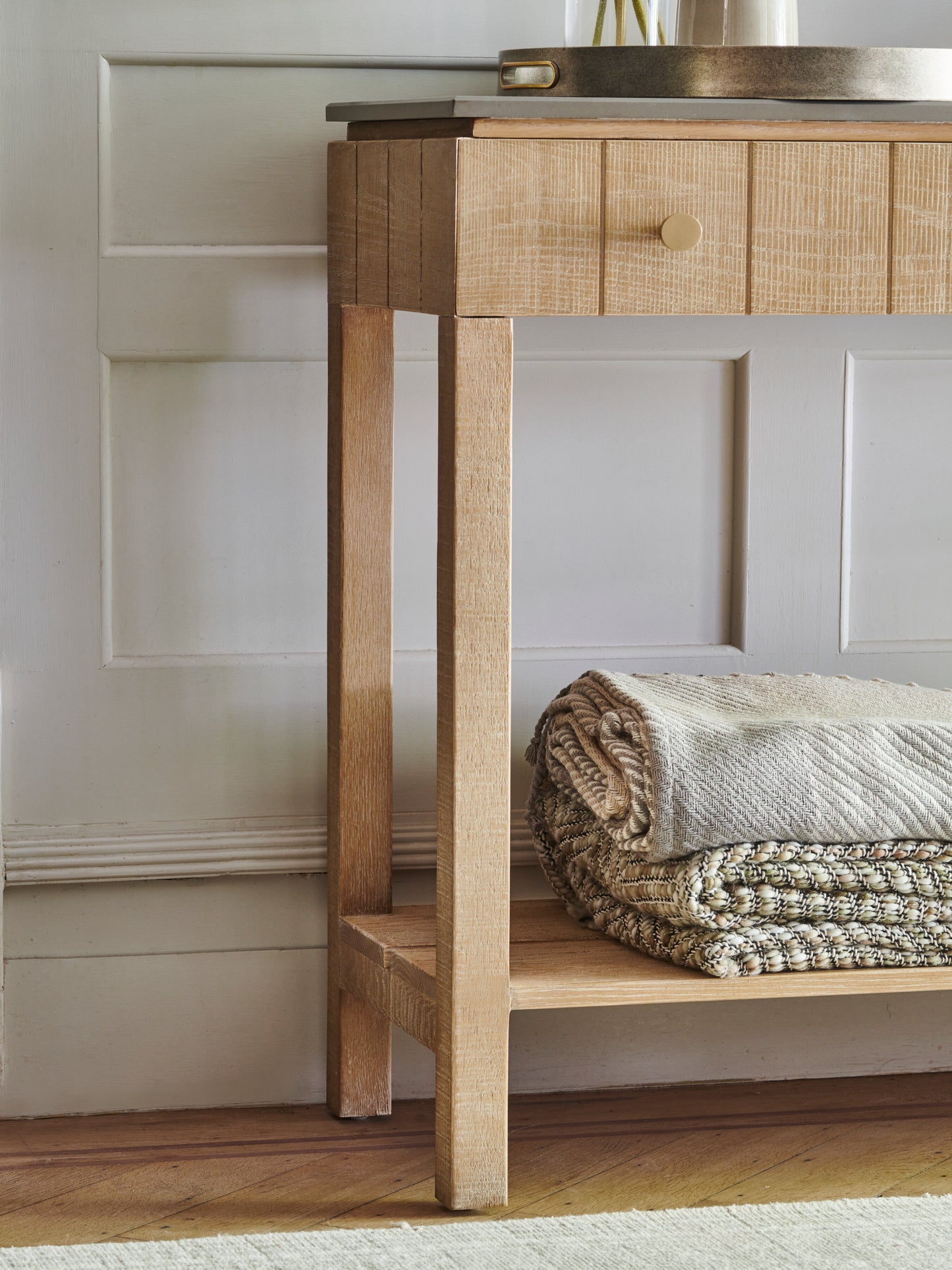 Laura Ashley Braystone Washed Oak 2 Drawer Console Table - 3251006