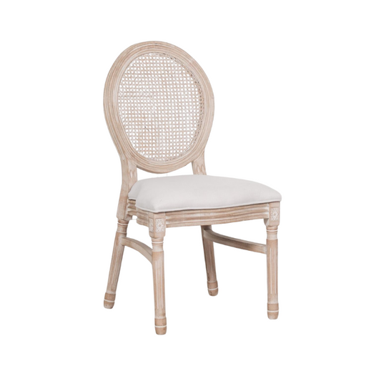 [Set of 2] Maison Reproductions Light Wooden Louis Upholstered Dining Chairs - WDC174