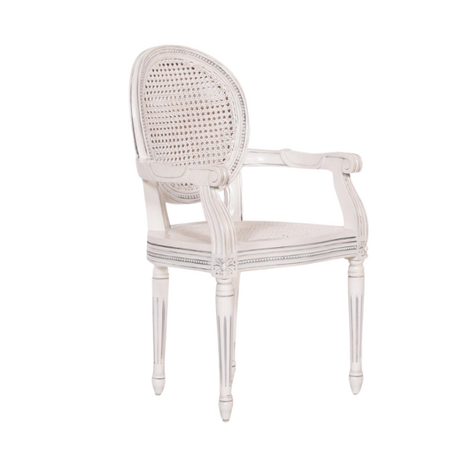 [Set of 2] Maison Reproductions Off White Chateau Rattan Dining / Bedroom Armchairs