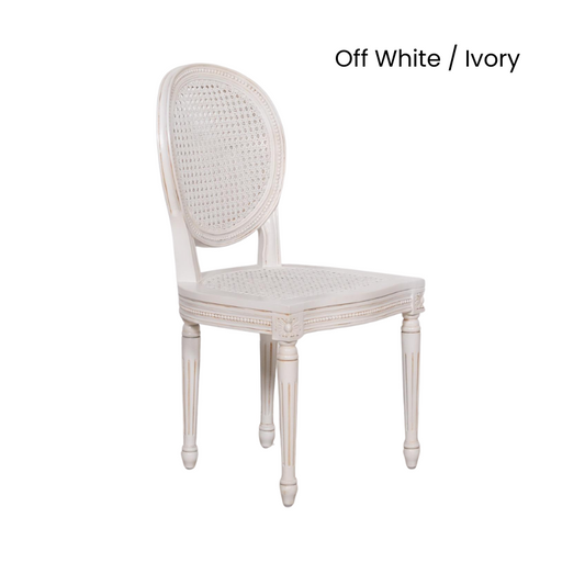 [Set of 2] Maison Reproductions Off White Chateau Rattan Dining Chairs - MWF03