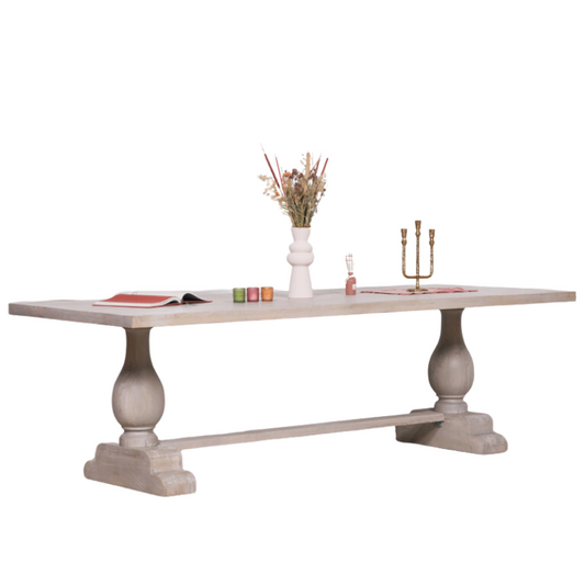 Maison Reproductions Blanche Wood Rustic Washed Rectangular Dining Table 210cm - KFA940