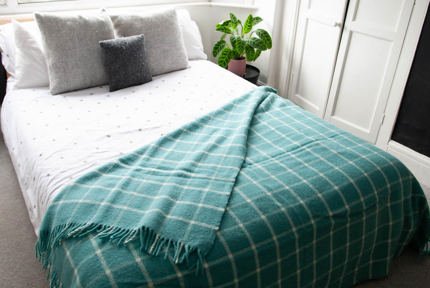 Windowpane Pure New Wool Throw - Spearmint