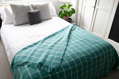 Windowpane Pure New Wool Throw - Spearmint