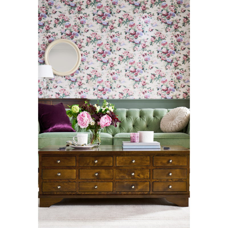 Laura Ashley Garrat 12 Drawer Coffee Table in Dark Chestnut - 1181890 - White Bear Furnishings
