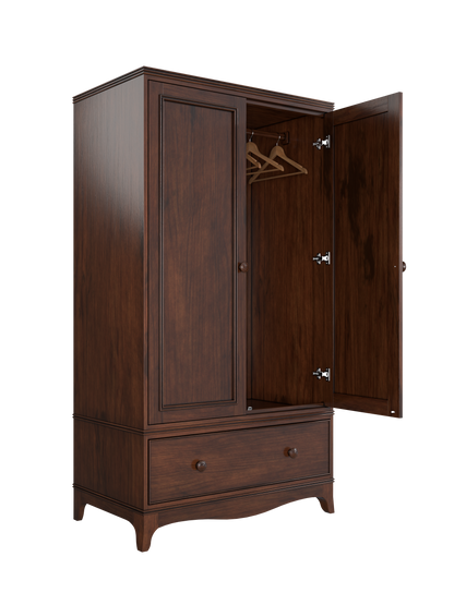 Laura Ashley Broughton 2 Door 1 Drawer Dark Wardrobe - 3506328 - White Bear Furnishings