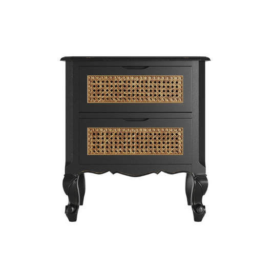Laura Ashley Montpellier 2 Drawer Bedside Chest in Black, Walnut or Ivory