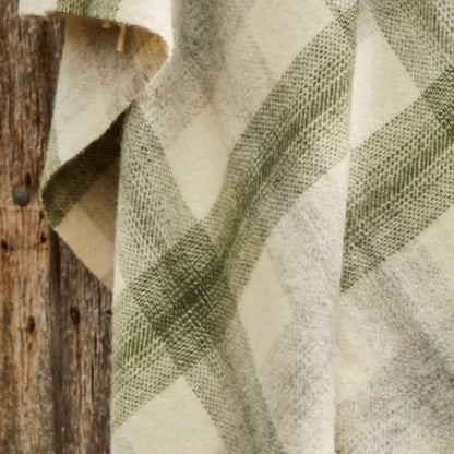 Meadow Check Pure New Wool Throw - Olive