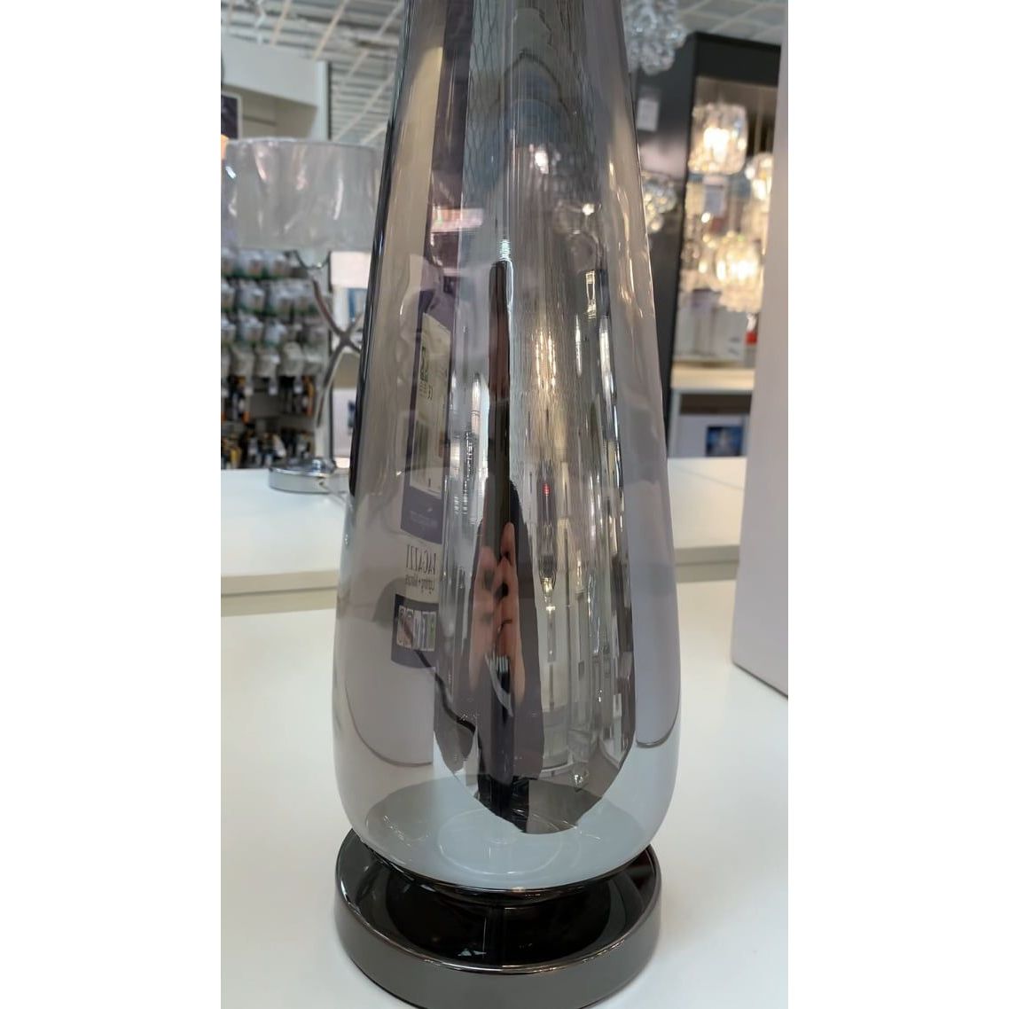 Tulisa Tall Smoked Glass Table Lamp - White Bear Furnishings