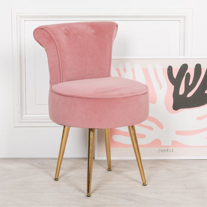 Pink Velvet Bedroom Chair with Gold Legs - AV101