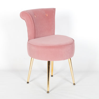 Pink Velvet Bedroom Chair with Gold Legs - AV101
