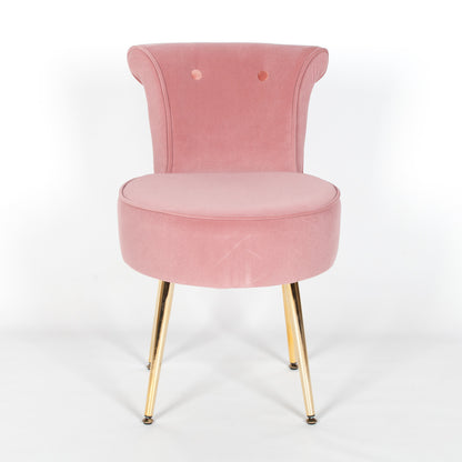 Pink Velvet Bedroom Chair with Gold Legs - AV101