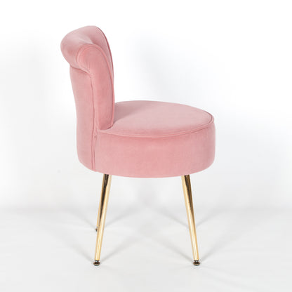 Pink Velvet Bedroom Chair with Gold Legs - AV101
